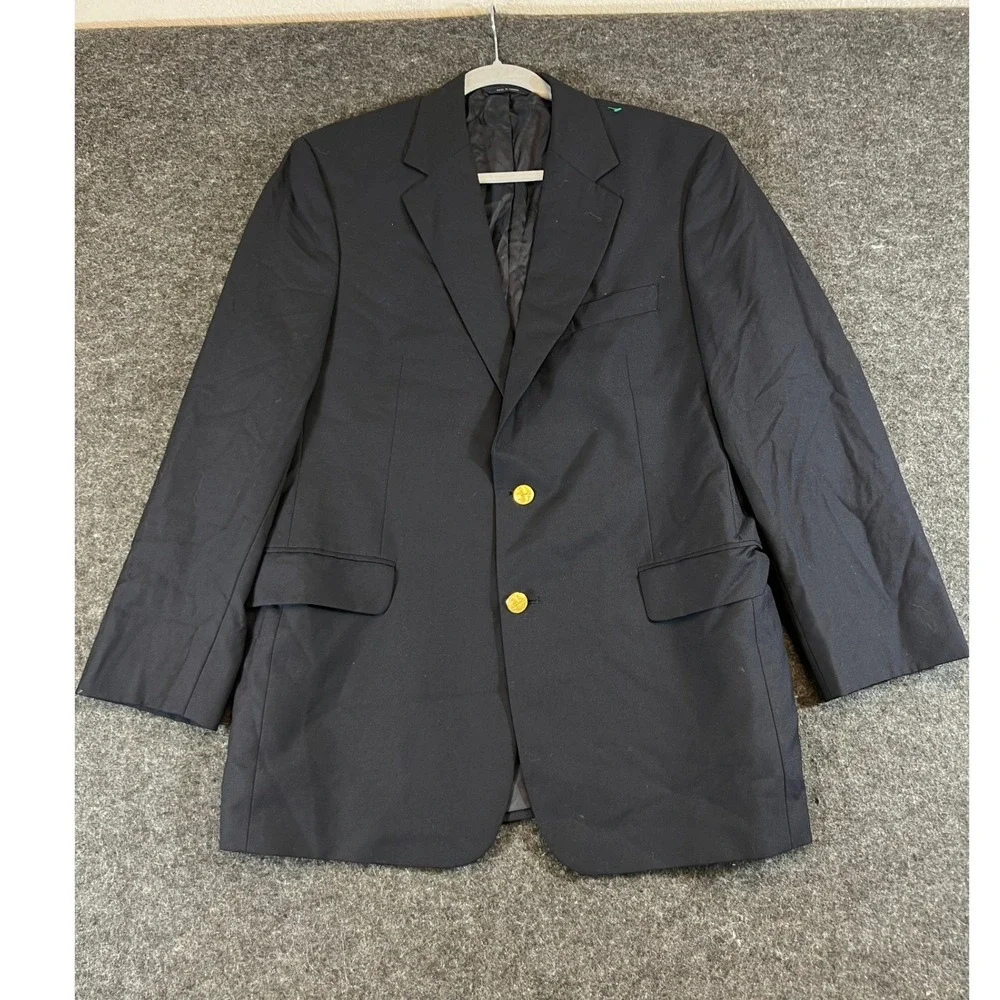 Brooks Brothers Brooksease Navy Wool Loro Piana Blazer Gold Buttons Mens 42R